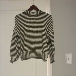 Anthropologie Greylin Cream and Green Striped Sweater